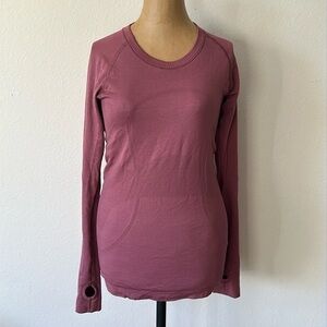 Lululemon sz 6 long sleeve Run Swiftly tech rose color great pre owned condition